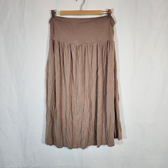 Simlu Plus Size Midi Skirt With Pockets Tan Casual Womens Basic Neutral 2X - Picture 1 of 7